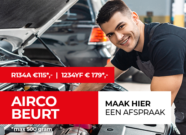 Airco servicebeurt R134a € 115,- | 1234YF € 179,- (max 500gram)
