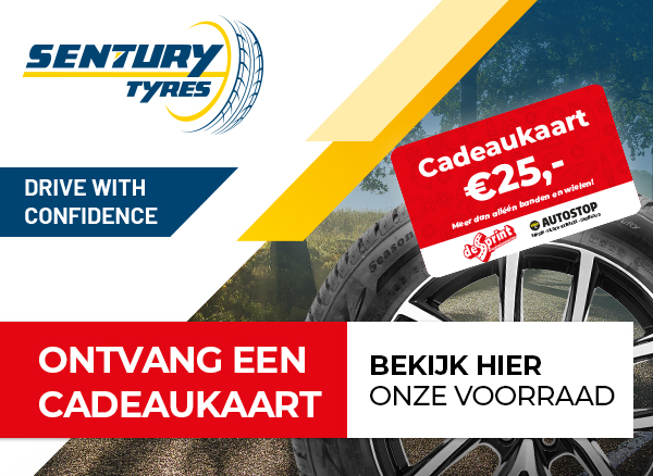 Nu een gratis cadeaukaart bij aankoop en montage van twee Sentury-banden.